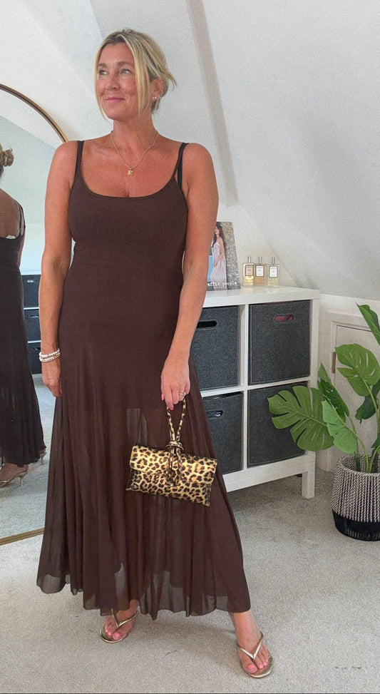 Black Strappy Mesh Maxi Dress