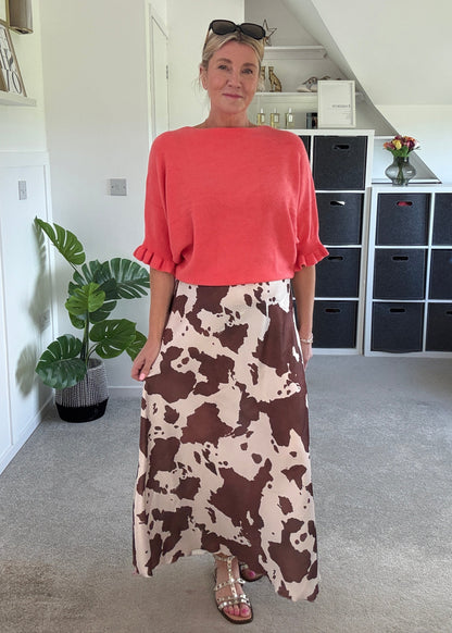 Leopard Print Floaty Satin Slip Skirt