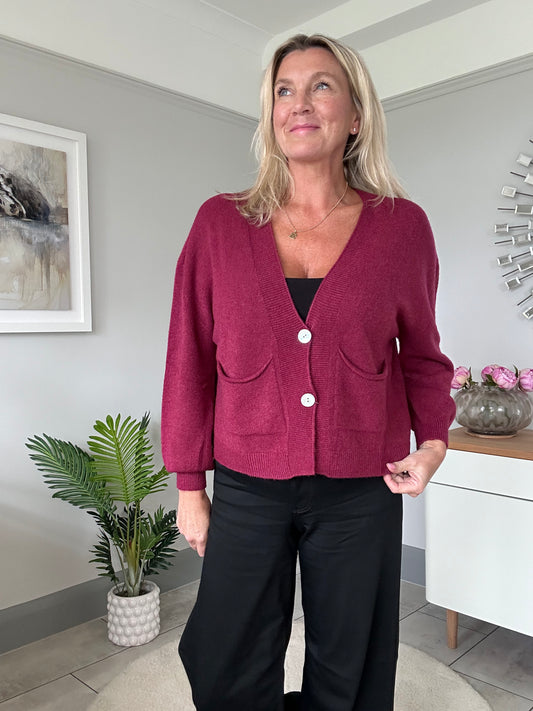 Burgundy 2 Button Cardigan