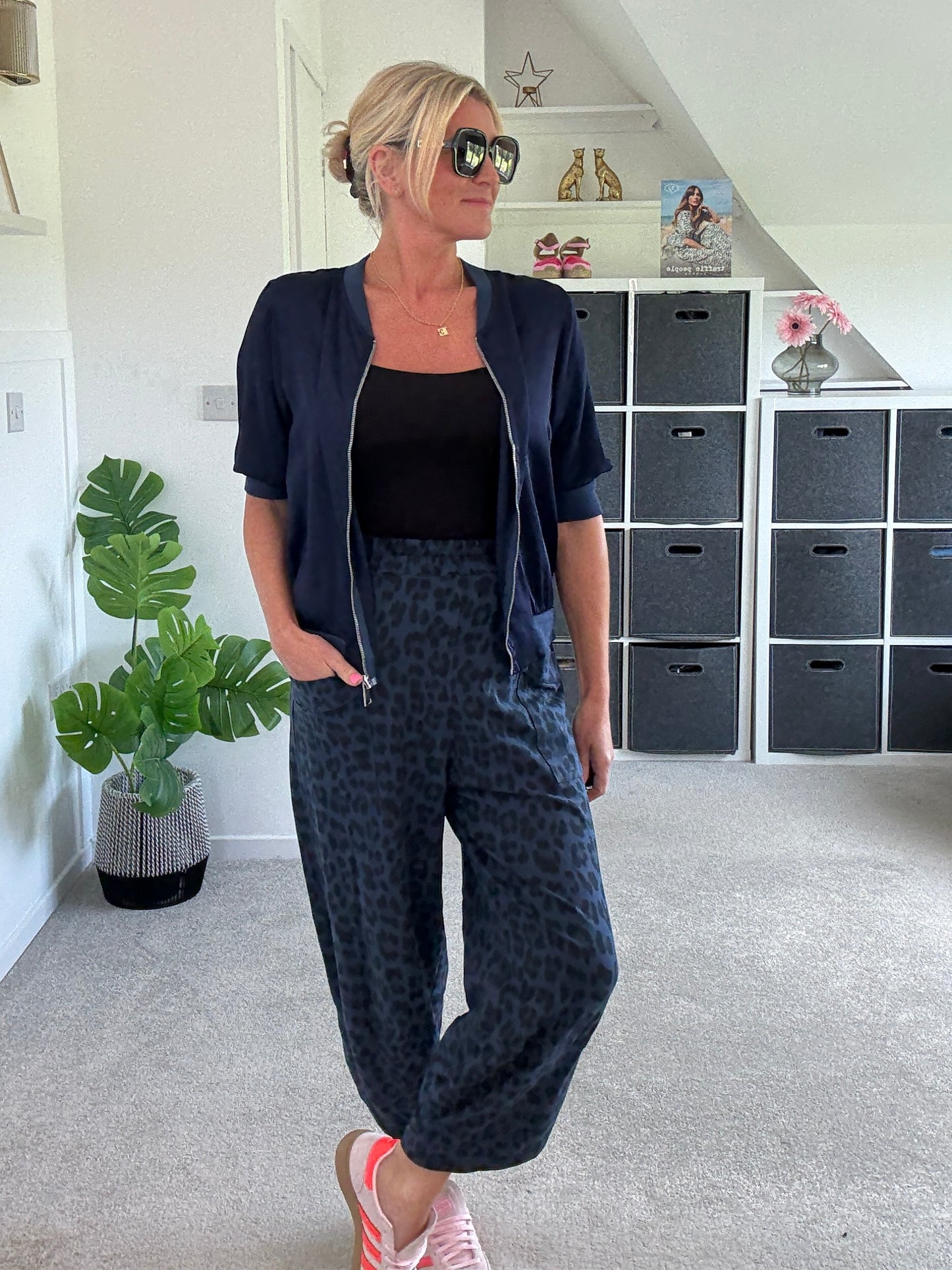 Navy Silk Mix 1/2 Sleeve Bomber Jacket
