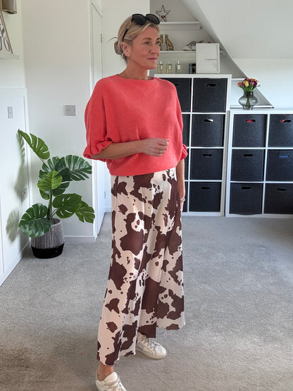 Leopard Print Floaty Satin Slip Skirt