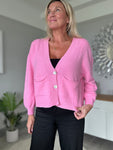 Candy Pink 2 Button Cardigan