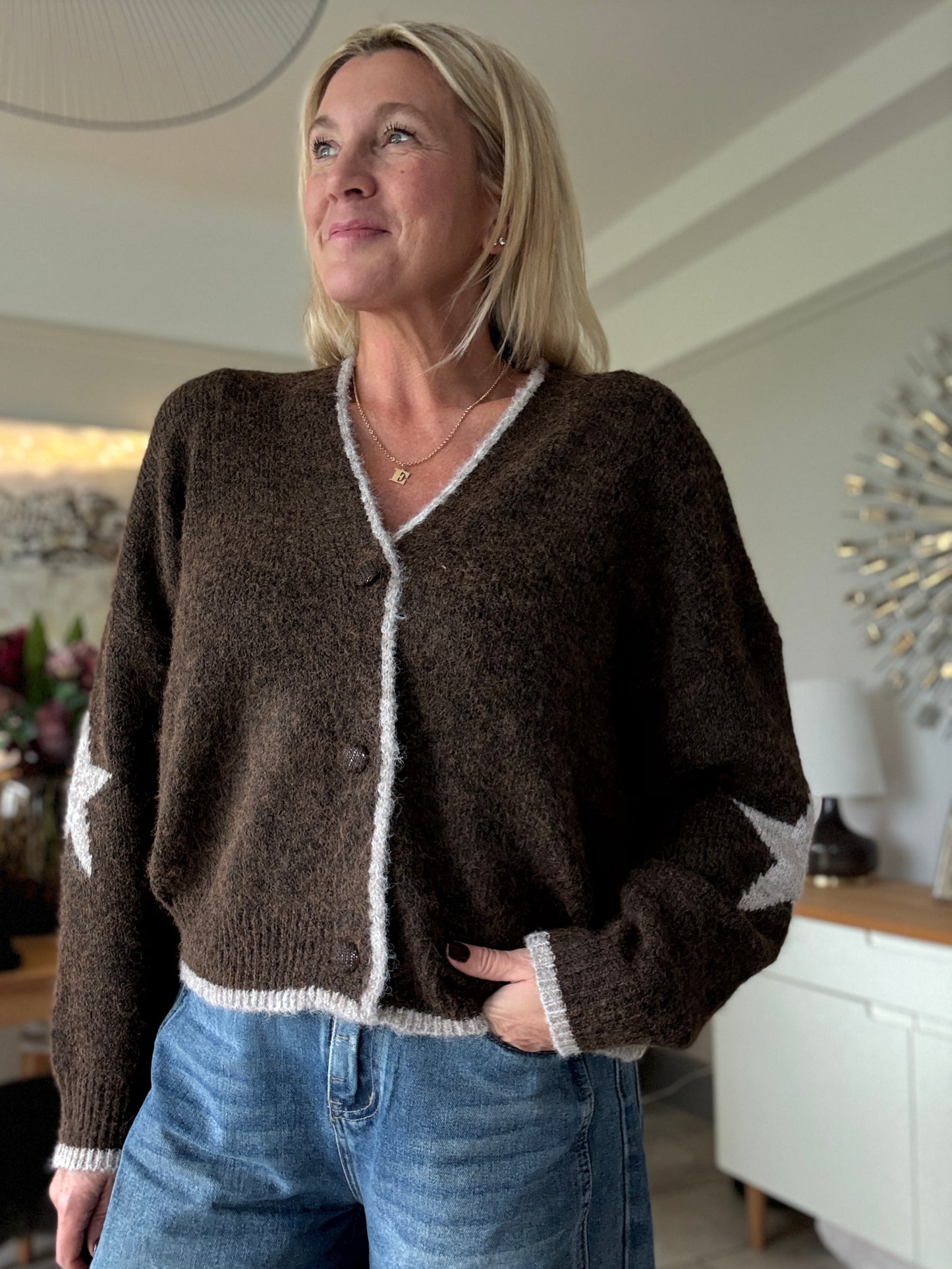 Mocha/Chocolate Star Cardigan