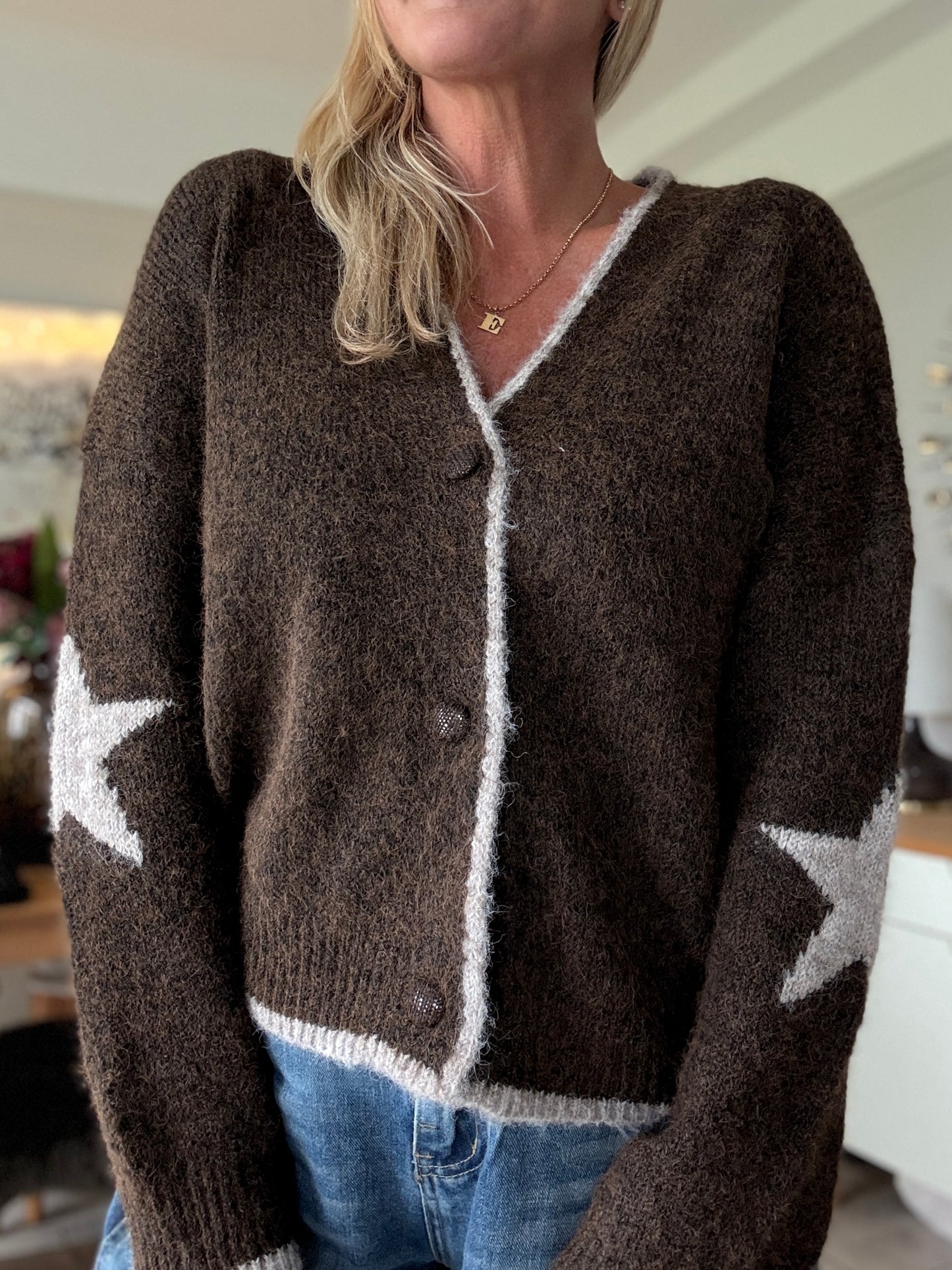 Chocolate/Mocha Star Cardigan