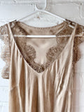 Champagne Gold Silky/Lace V Neck Top