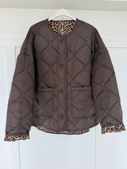 Khaki Reversible Oversized Quilted Jacket