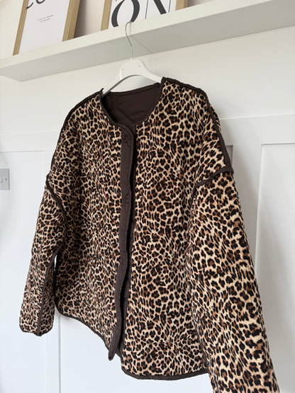 Khaki Reversible Oversized Quilted Jacket