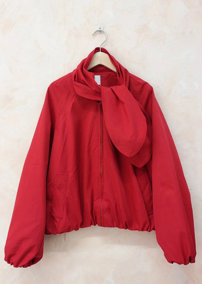 NEW Red Scarf Detail Bomber Jacket