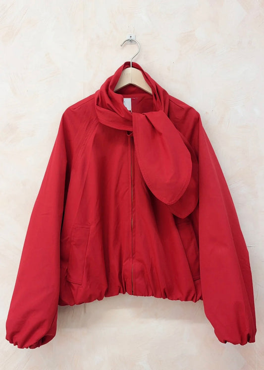 NEW Red Scarf Detail Bomber Jacket