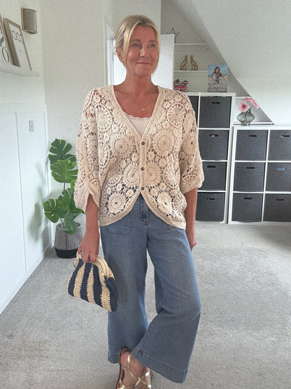 Black Crochet Batwing Cardigan