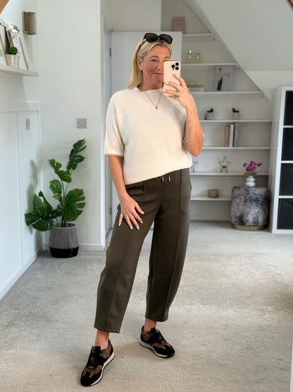 Khaki Cropped Carrot Leg Jogger