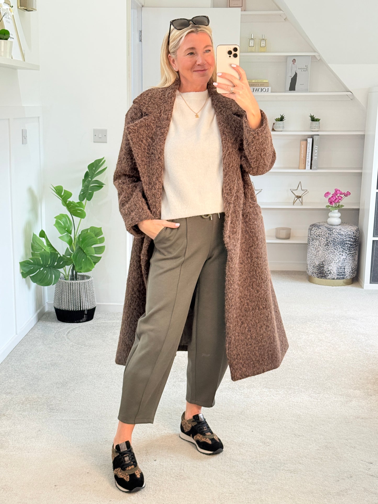 Khaki Cropped Carrot Leg Jogger