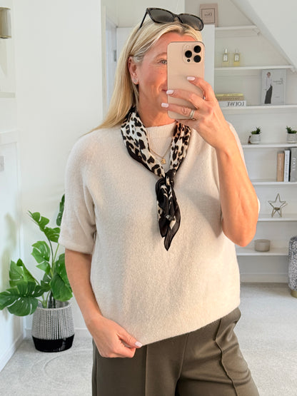 Oatmeal Crew Neck 1/2 Sleeve Jumper