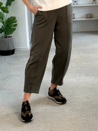Khaki Cropped Carrot Leg Jogger