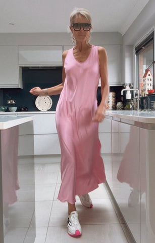 Pink Satin Slip Dress