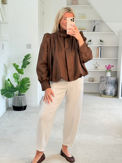 Coffee Chloe Puff Sleeve Jacket