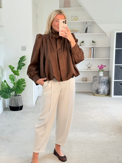 Coffee Chloe Puff Sleeve Jacket