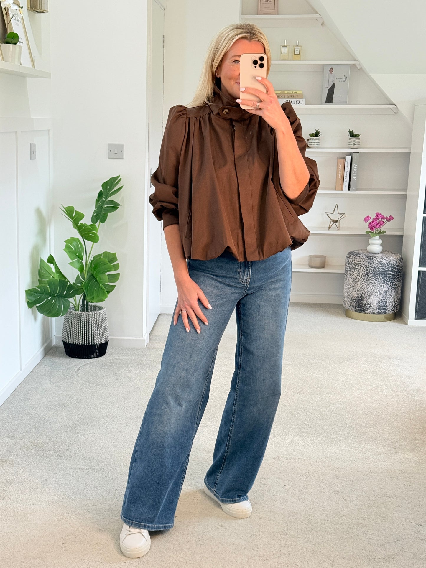 Coffee Chloe Puff Sleeve Jacket