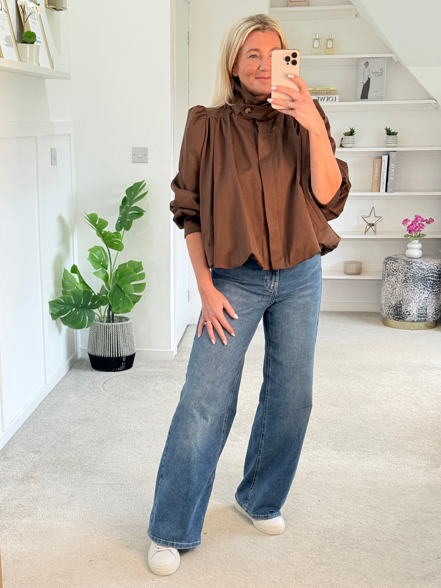 Coffee Chloe Puff Sleeve Jacket