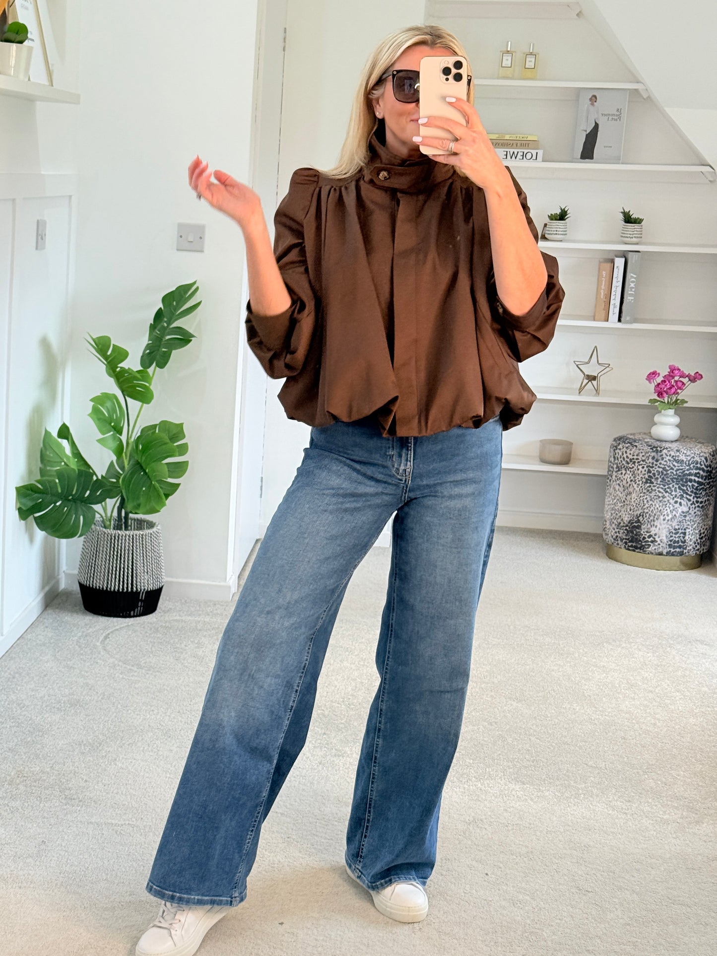 Coffee Chloe Puff Sleeve Jacket