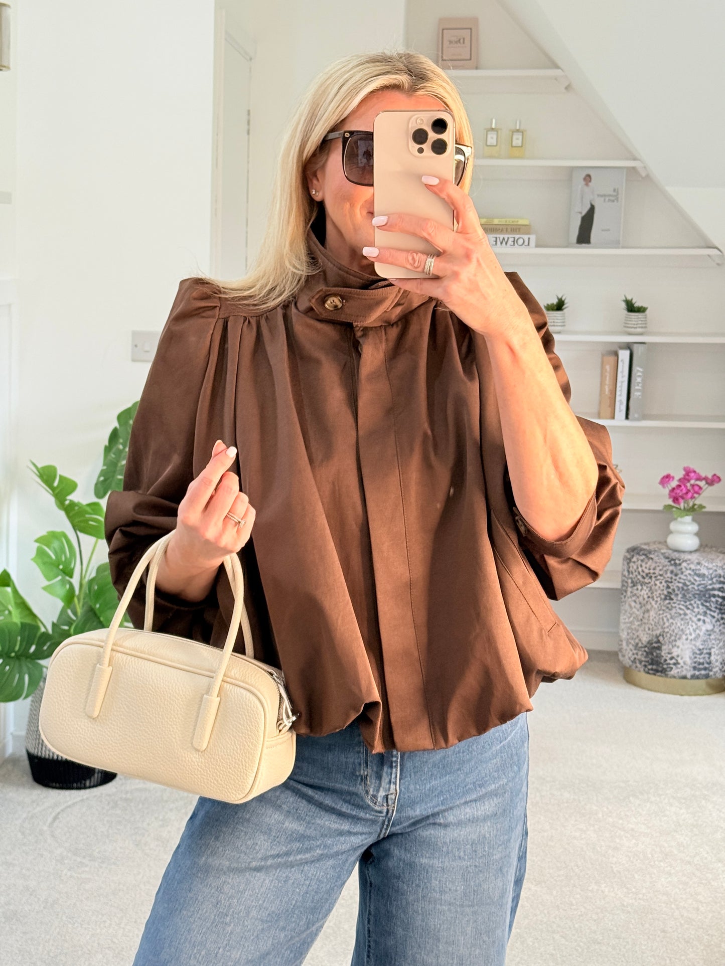 Coffee Chloe Puff Sleeve Jacket