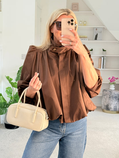 Coffee Chloe Puff Sleeve Jacket