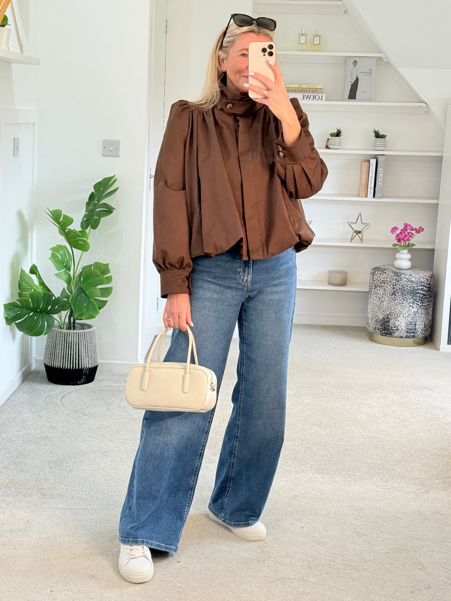 Coffee Chloe Puff Sleeve Jacket