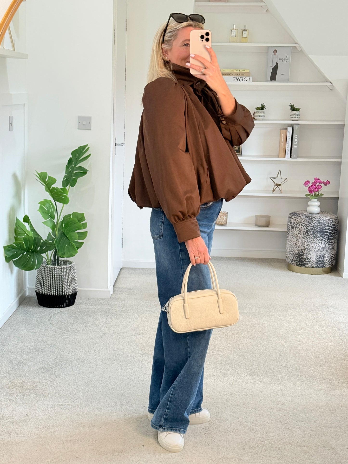 Coffee Chloe Puff Sleeve Jacket