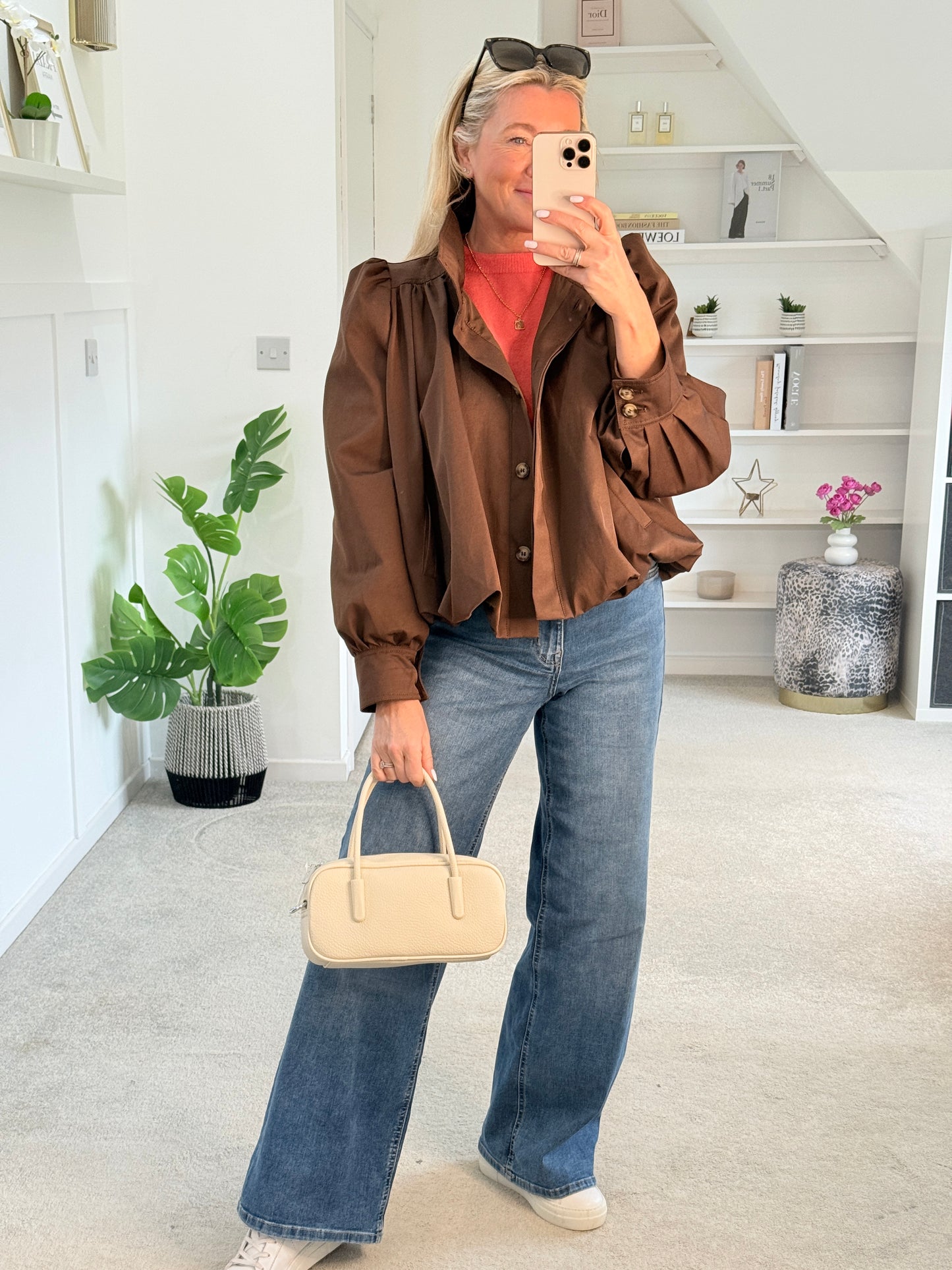Coffee Chloe Puff Sleeve Jacket