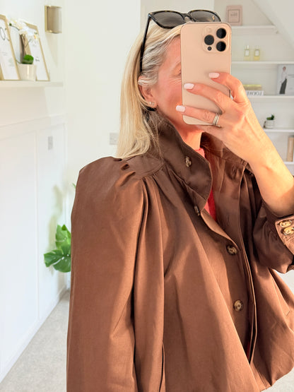 Coffee Chloe Puff Sleeve Jacket