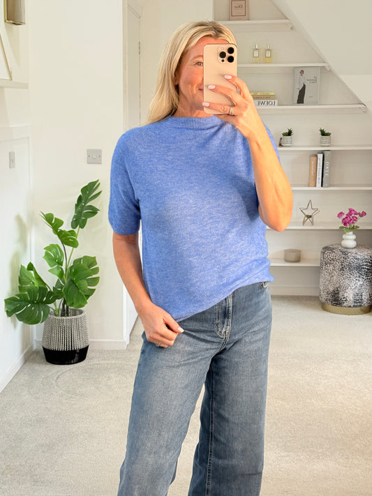 Cornflower Crew Neck 1/2 Sleeve Jumper