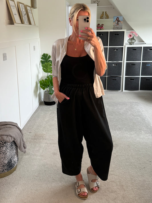 Black Relaxed Fit Barrel Joggers