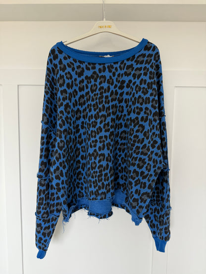 Cobalt Leopard Oversized Sweatshirt