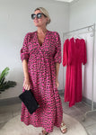 Neon Pink Large Leopard Cheesecloth Dress