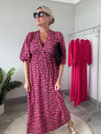 Neon Pink Large Leopard Cheesecloth Dress