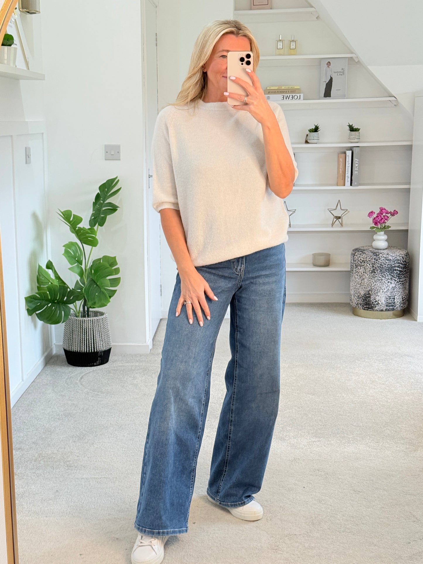 Oatmeal Crew Neck 1/2 Sleeve Jumper