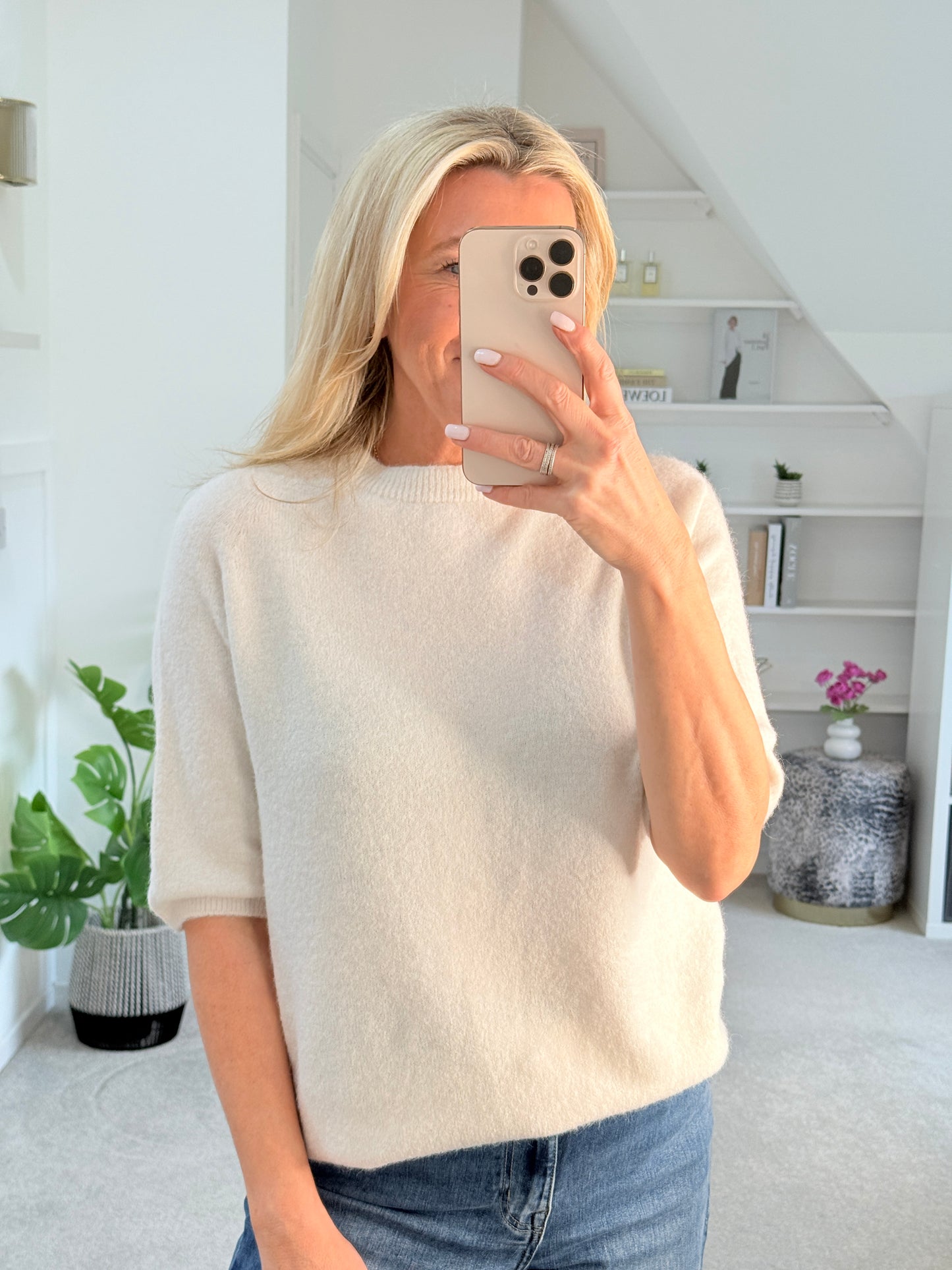 Oatmeal Crew Neck 1/2 Sleeve Jumper