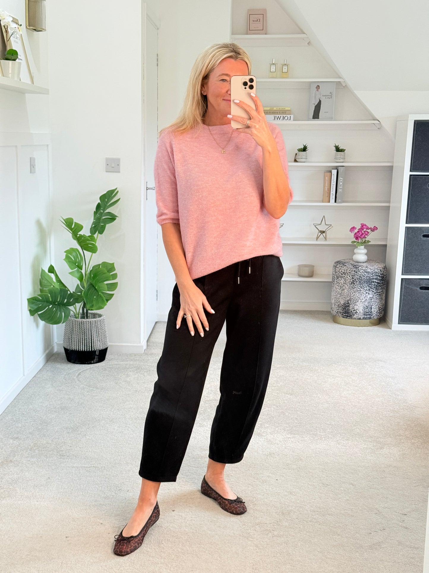 Baby Pink Crew Neck 1/2 Sleeve Jumper