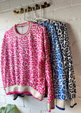 Cobalt Leopard Print Sweatshirt/Top