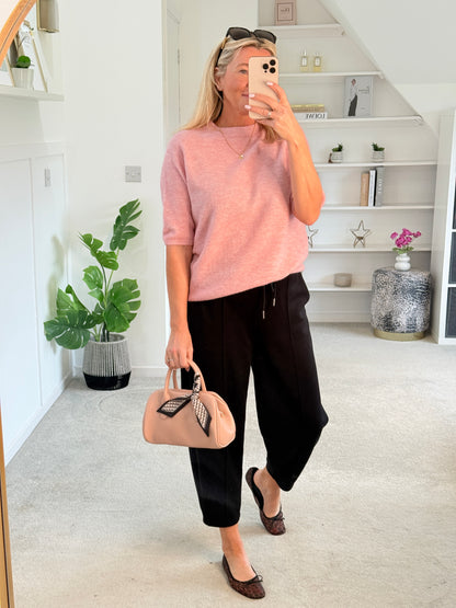 Baby Pink Crew Neck 1/2 Sleeve Jumper