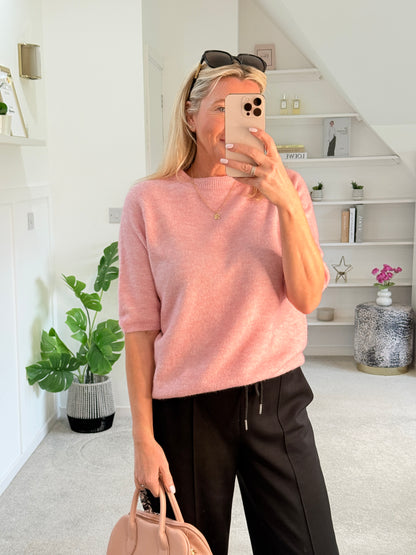 Baby Pink Crew Neck 1/2 Sleeve Jumper