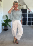 White Cotton Barrel Leg Jeans