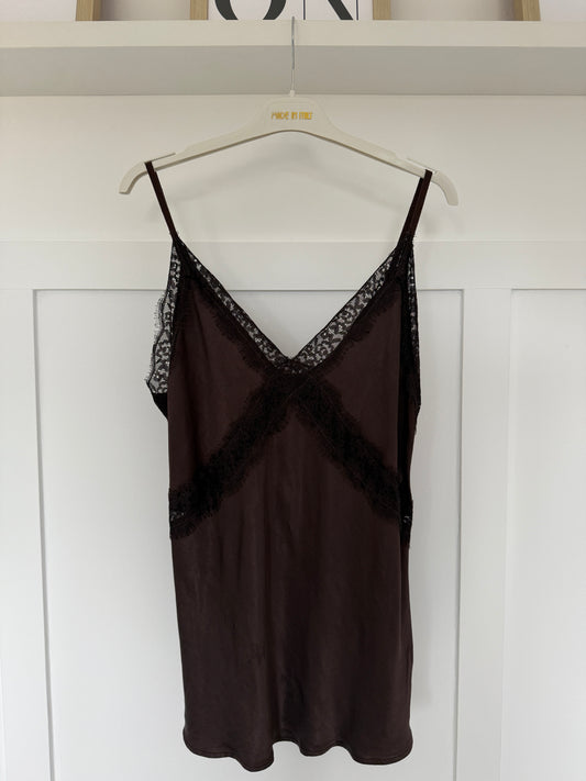 Chocolate Lace Satin Cami Top