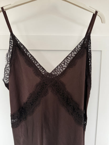 Chocolate Lace Satin Cami Top