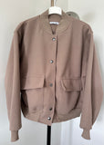 Mocha Brushed Bomber Jacket