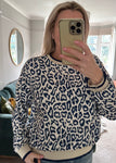 Navy Leopard Print Sweatshirt/Top