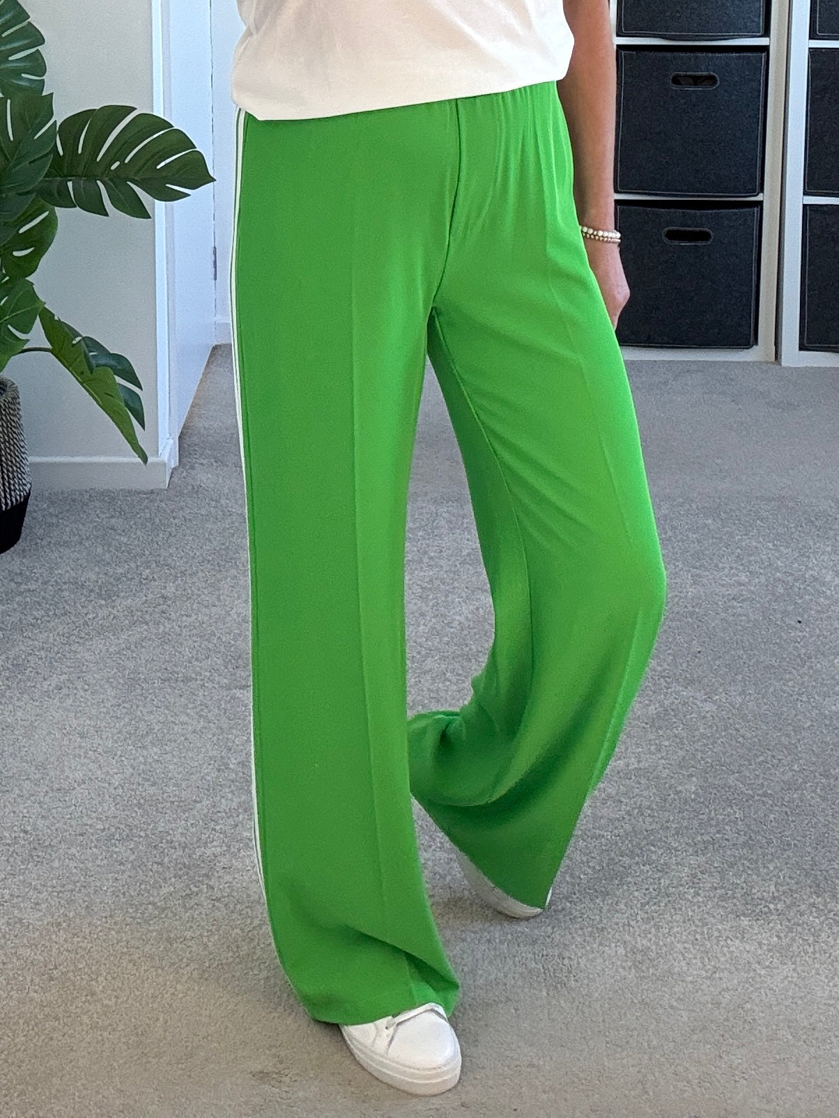 Bon Bon/White Double Stripe Wide Leg Trousers