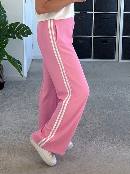 Bon Bon/White Double Stripe Wide Leg Trousers