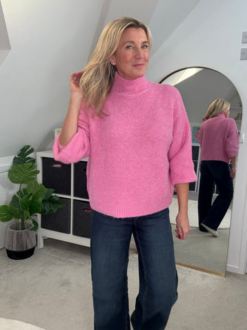 Pink High Neck Cosy Jumper