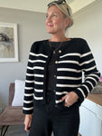 Laura Cream/Black Breton Stripe Cardigan